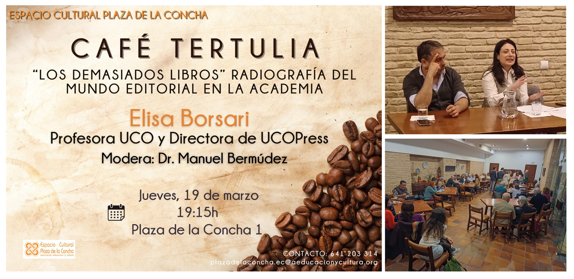 You are currently viewing Elisa Borsari, director of UCOPress, took part in the “Café Tertulia” at the Plaza de la Concha Cultural Center